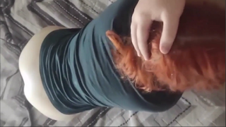 Kızıl Saçlı Sevgilisine Sakso Çektirip Kucağına Alıp